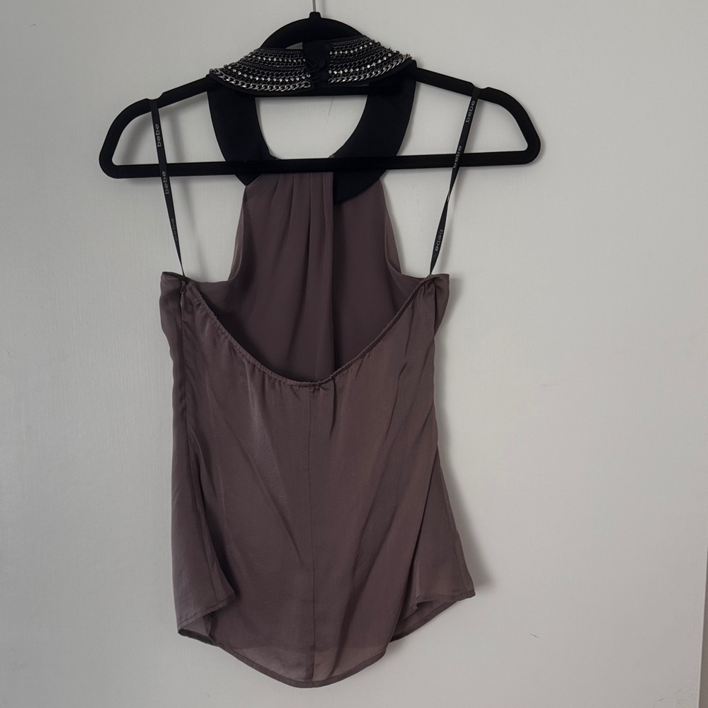 Bebe Beaded Halter Tank Top - Brown - Picture 2 of 2